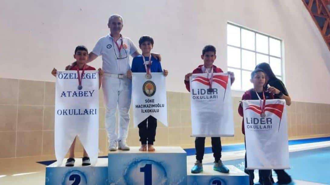 Aydın'da yapılan yüzme yarışmalarında Hacıkazımoğlu İlkokulu öğrencileri Petek Su PÜSLÜ ve Ömer Kaya HAŞILCI; 3'er Madalya kazanmıştır 